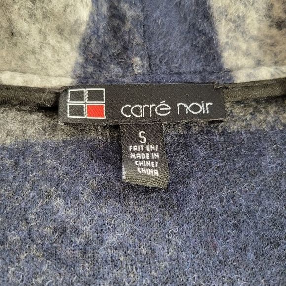 Carre Noir Wool Blend Open Jacket Gray Navy White S - Picture 6 of 7